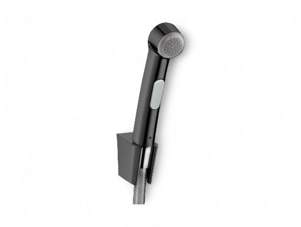 Douchette WC Hansgrohe pour toilette intime bidette en noir chromé brossé