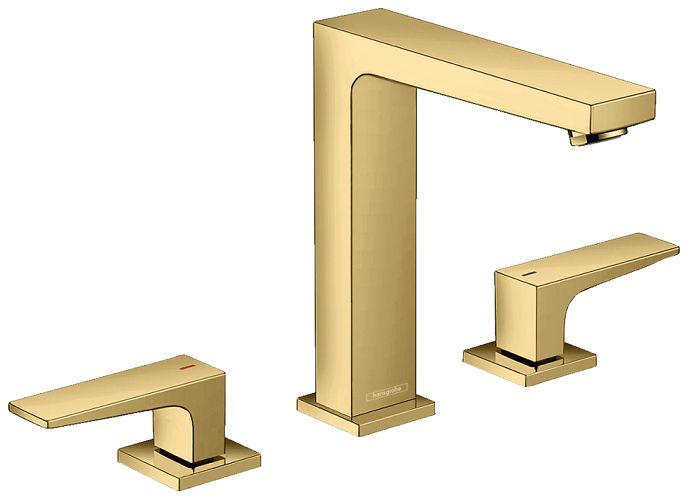 Hansgrohe Metropol 160 3-Hole Basin Mixer in Polished Gold with Push-Open Waste Set