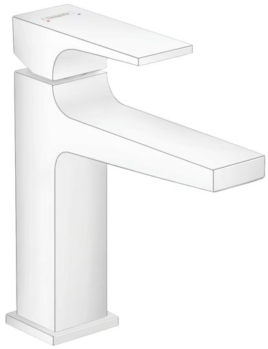 Hansgrohe Metropol 110 Matte White Basin Mixer with Push-Open Waste