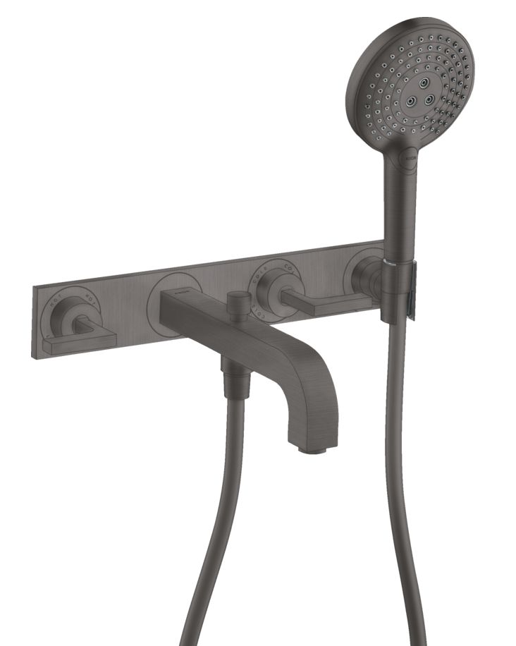 Mélangeur encastré de bain / douche 3 trous Axor Citterio en noir chromé brossé