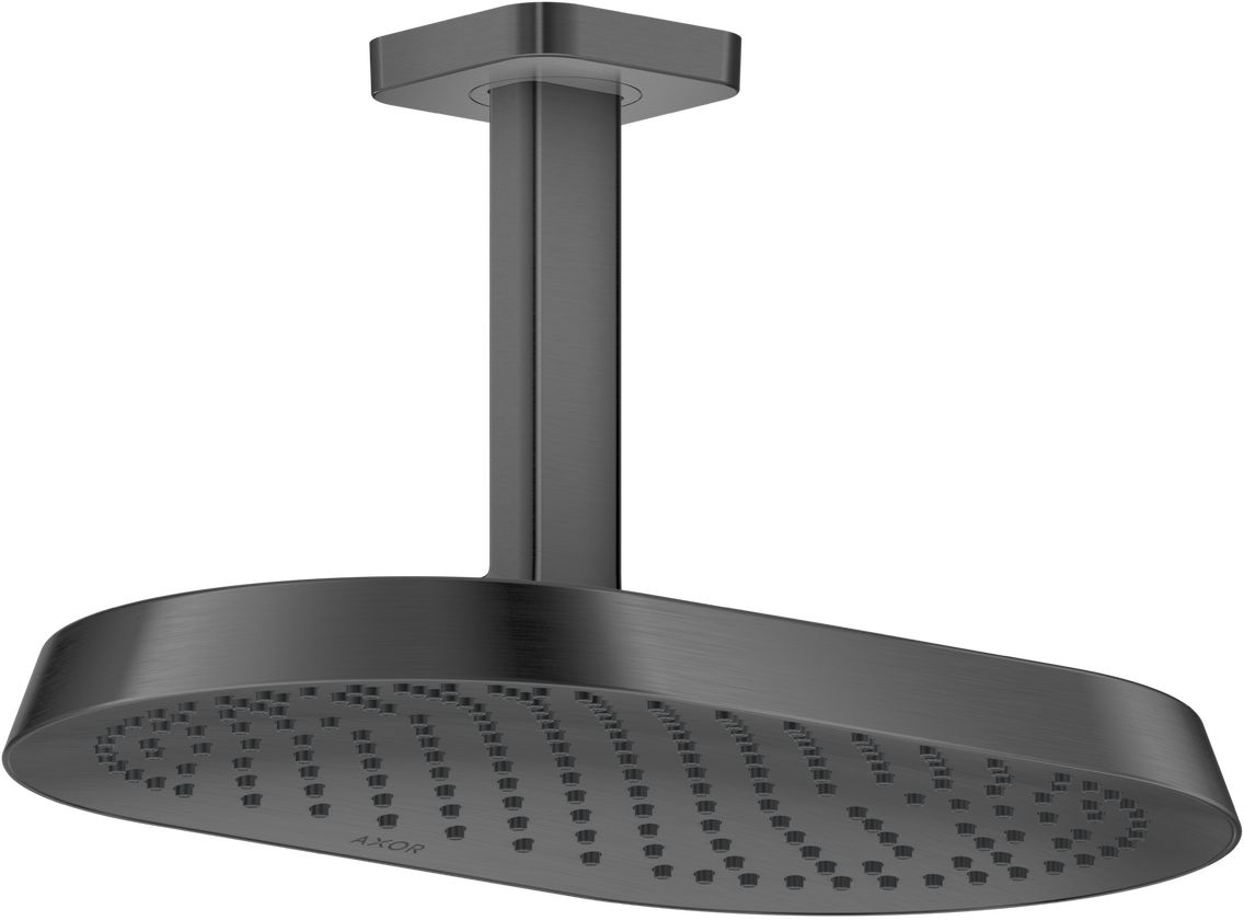 Douche de tête AXOR ShowerSphere 370 EcoSmart avec raccordement au plafond en noir chromé brossé
