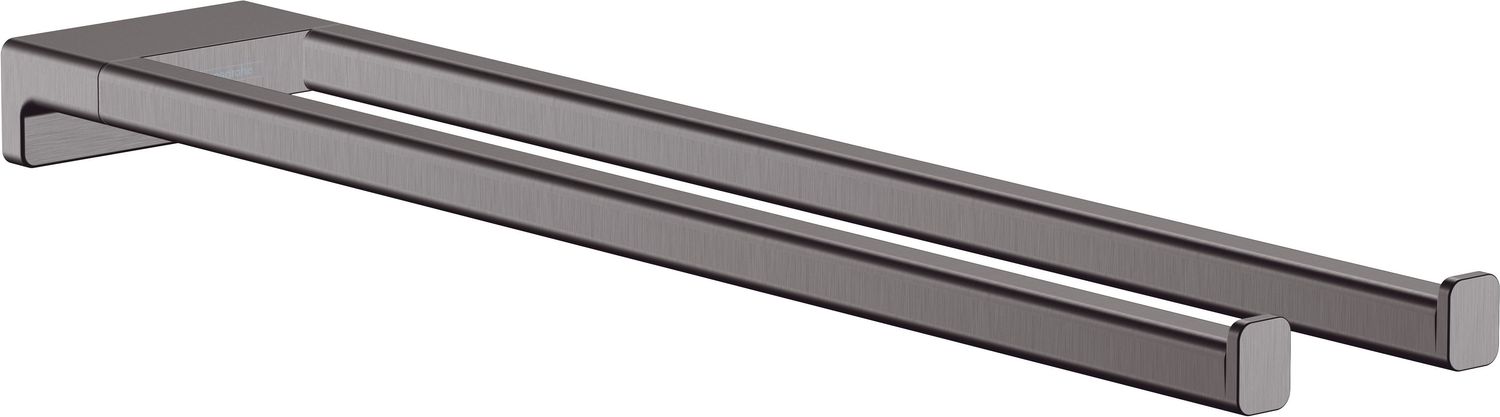 Porte-serviettes double branche Hansgrohe AddStoris en noir chromé brossé
