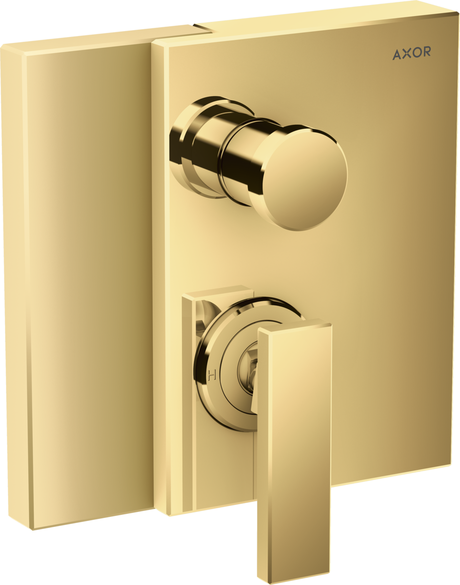 Set de finition pour mitigeur de bain / douche encastré AXOR Edge en doré poli