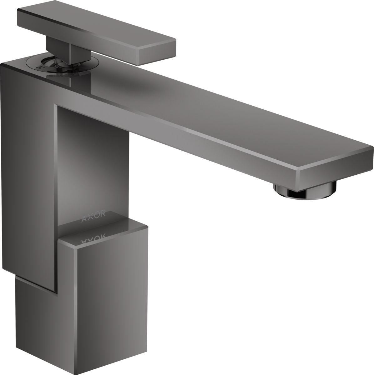 Mitigeur de lavabo AXOR Edge 130 avec bonde push-open en noir chromé poli