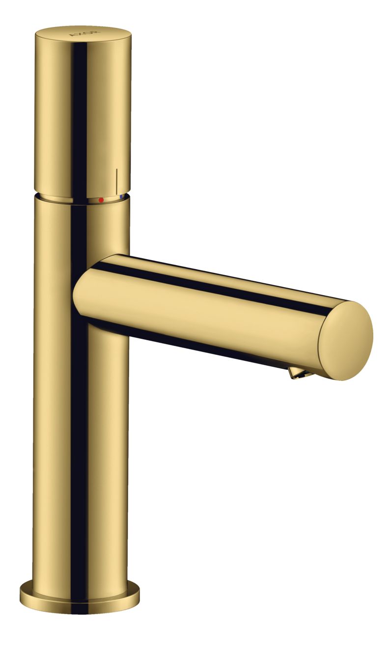 Mitigeur de lavabo AXOR Uno 110 avec poignée zéro et bonde à écoulement libre en doré poli