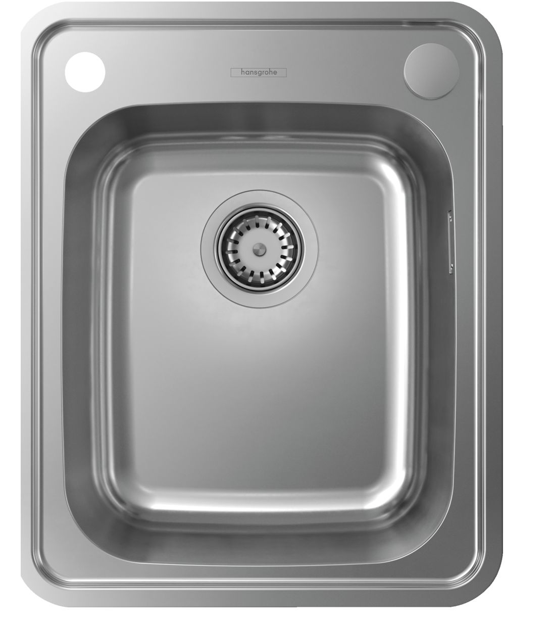 Évier de cuisine Hansgrohe encastré simple bac 34 x 40 cm en acier inoxydable brossé