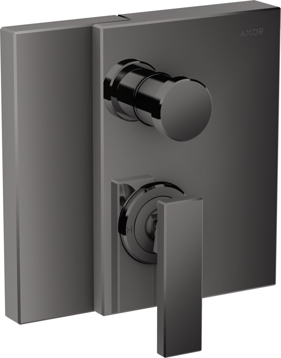 Set de finition pour mitigeur de bain / douche encastré AXOR Edge en noir chromé poli