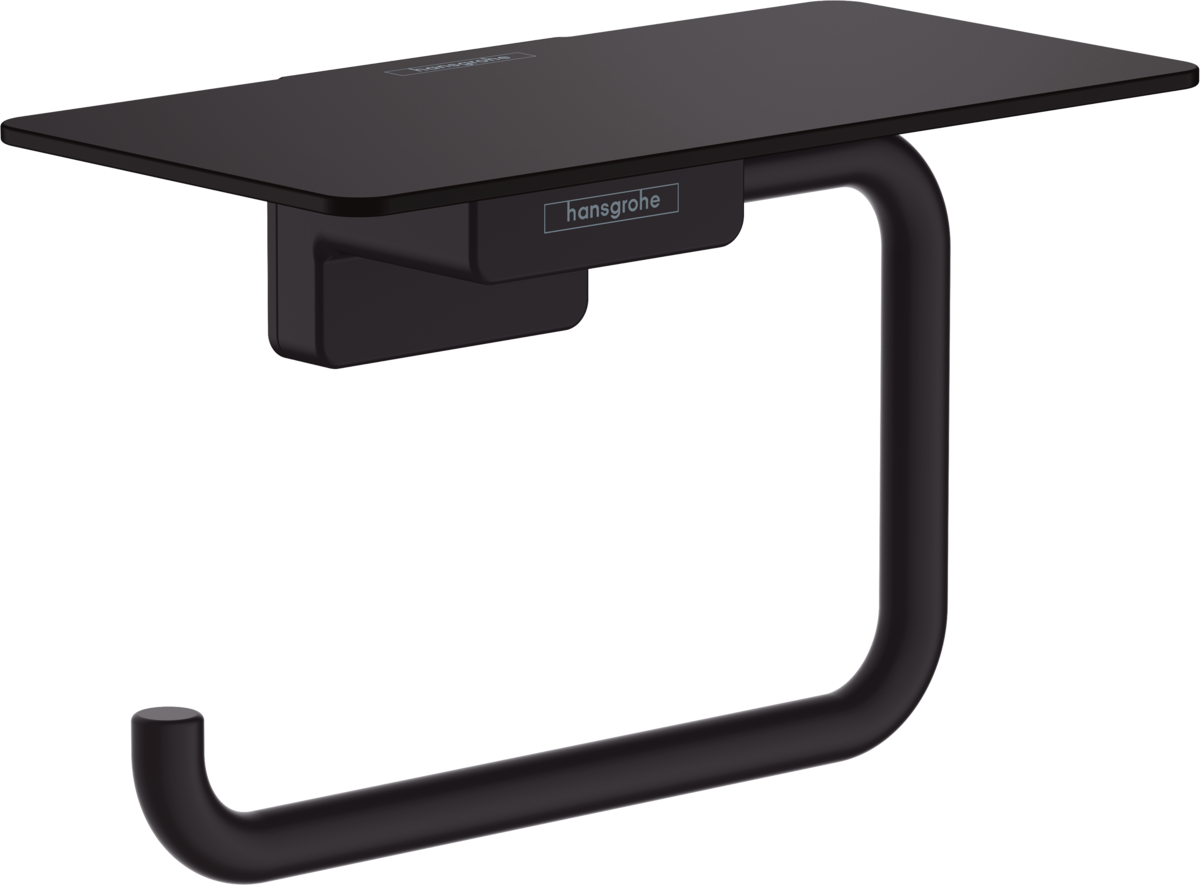 Porte-papier WC avec tablette Hansgrohe AddStoris en noir mat