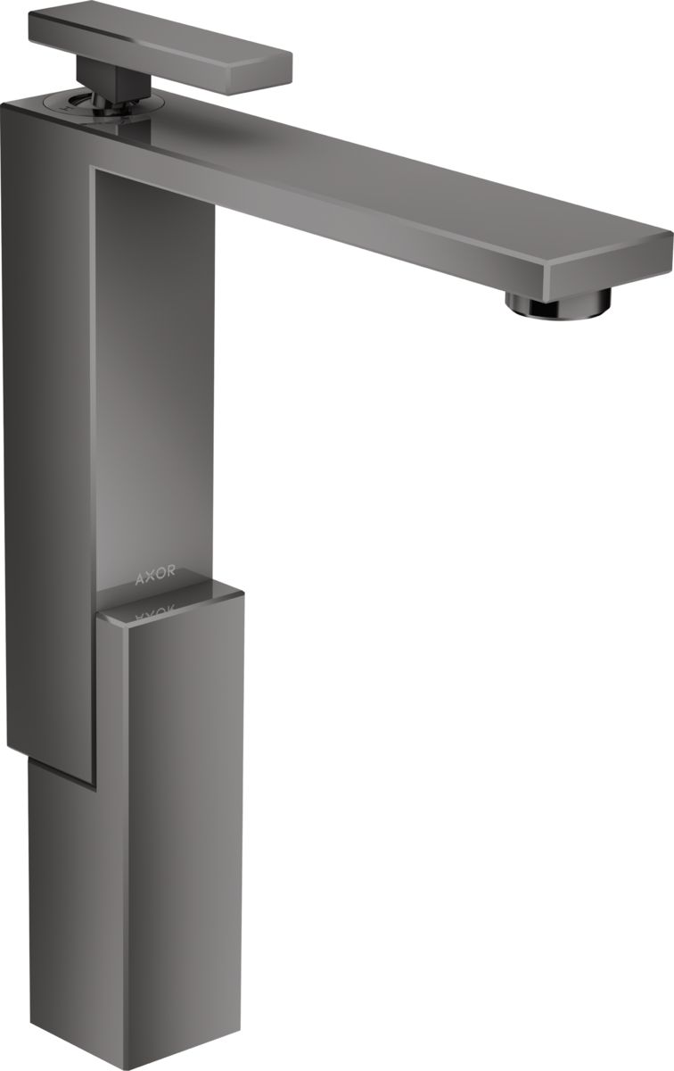 Mitigeur de lavabo AXOR Edge 280 avec bonde push-open en noir chromé poli