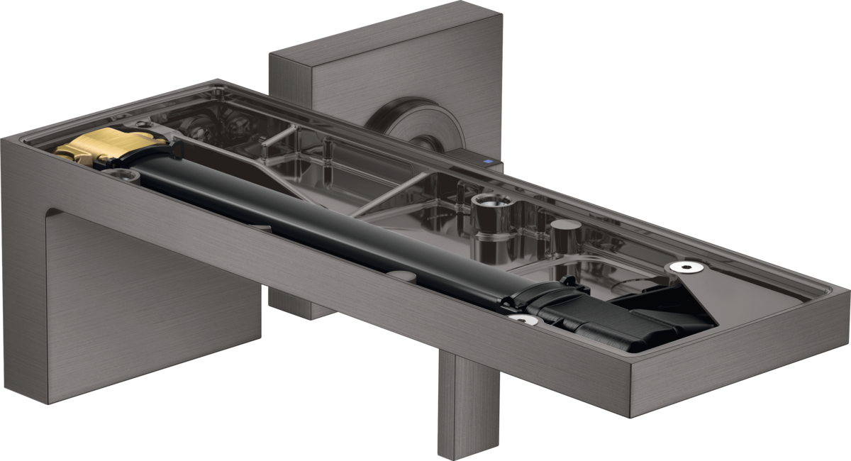 Mitigeur de lavabo encastré AXOR MyEdition sans plaque, bec 221 mm avec bonde à écoulement libre en noir chromé brossé