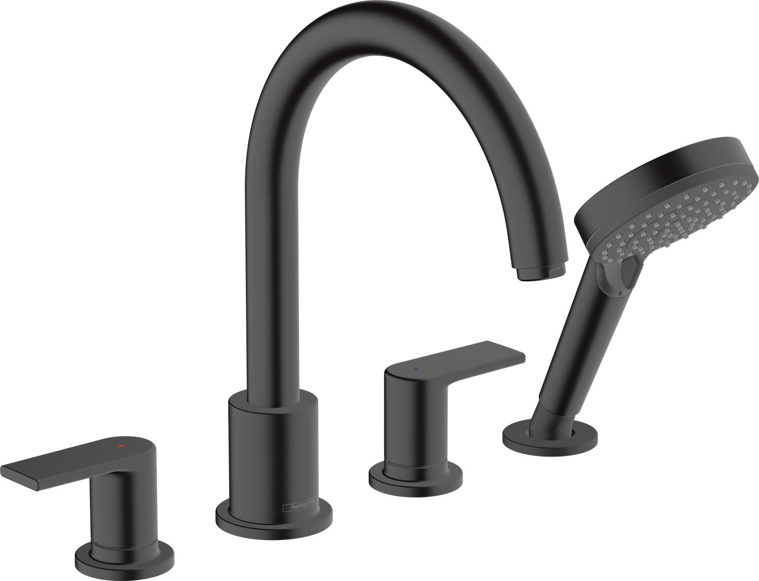 Mélangeur 4 trous pour montage sur bord de baignoire Hansgrohe Vernis Shape en noir mat