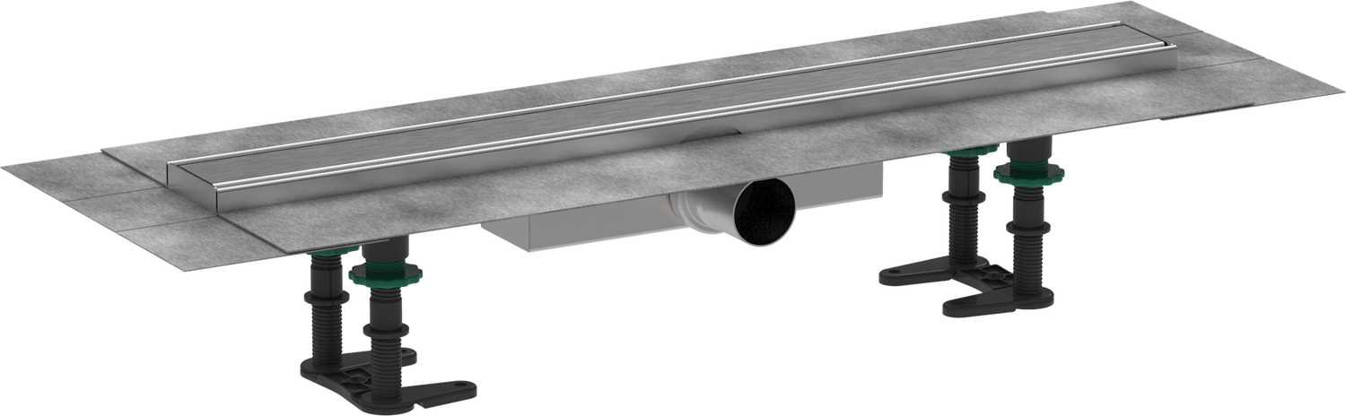 Pack complet Hansgrohe RainDrain Compact 600 mm avec kit d&#39;encastrement en acier inoxydable brossé - débit d&#39;évacuation 27 L/min