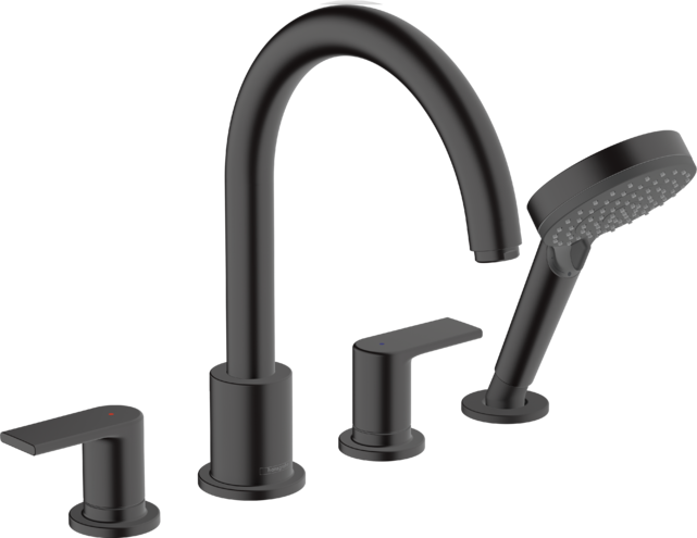 Mélangeur 4 trous pour montage sur bord de baignoire Hansgrohe Vernis Blend en noir mat