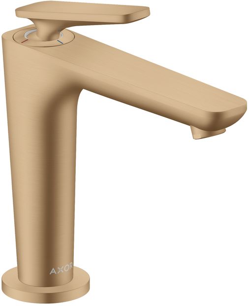 Mitigeur de lavabo AXOR Citterio C 125 CoolStart avec poignée manette et bonde à écoulement libre en bronze brossé