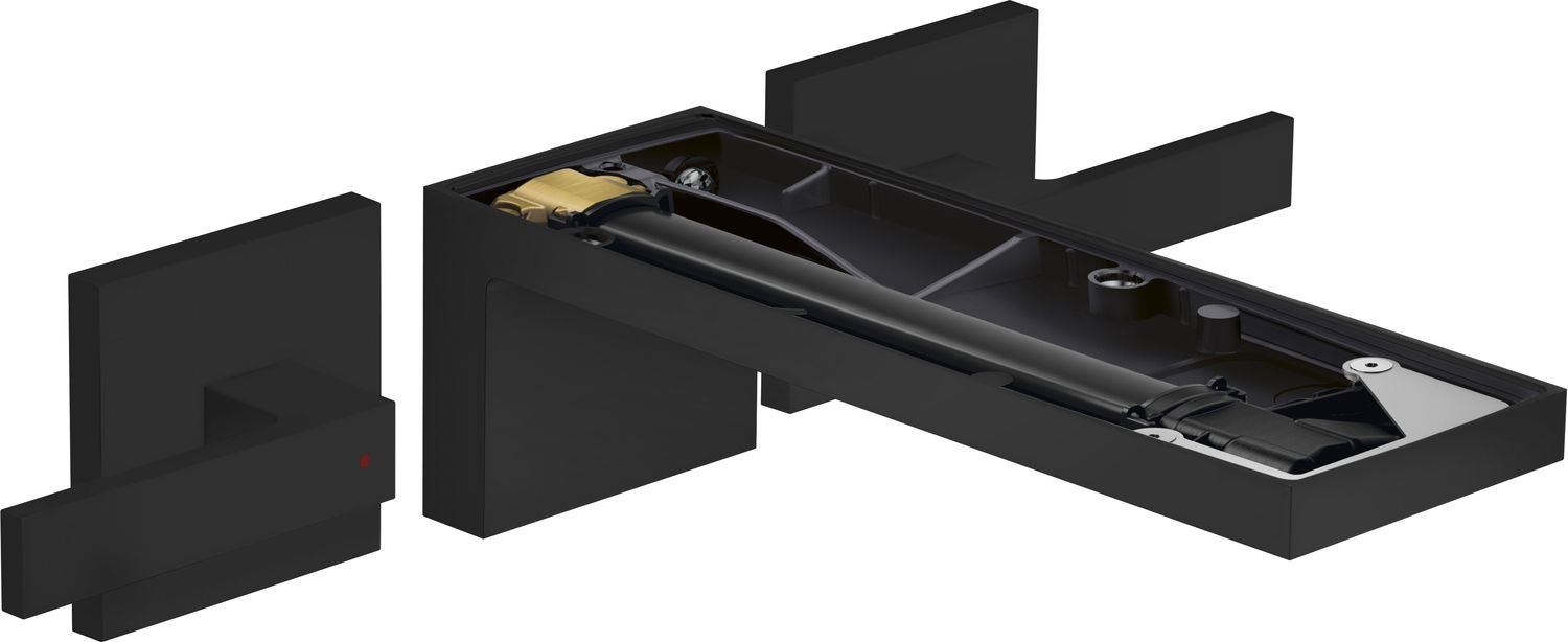 Mélangeur de lavabo 3 trous encastré AXOR MyEdition 221 sans plaque, avec bonde à écoulement libre en noir mat