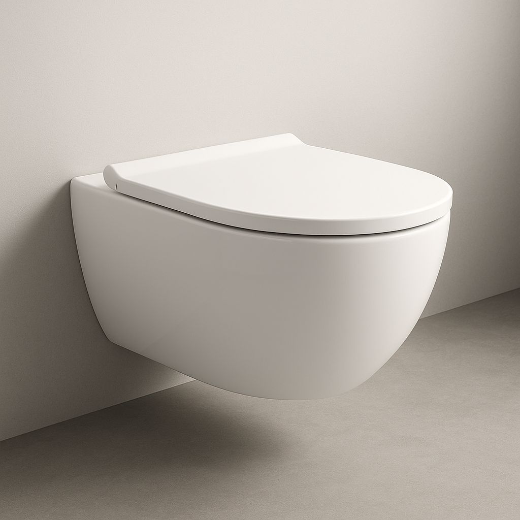 Geberit Acanto Wall-Hung Toilet Pack, TurboFlush, with Auto-Lowering Antibacterial Seat and Lockable Hinges
