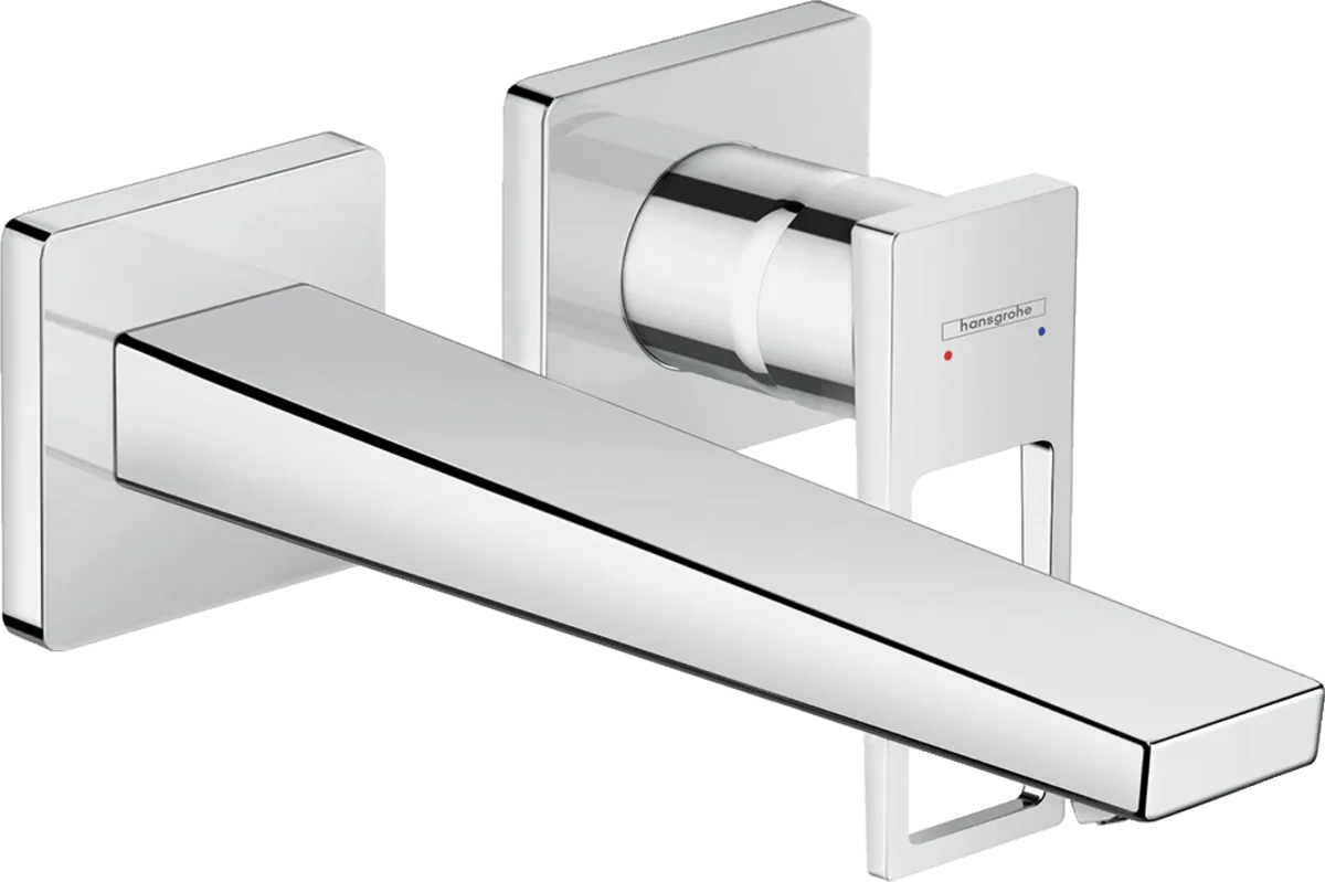 Hansgrohe Metropol 225 mm Wall-Mounted Basin Mixer in Chrome-Plated Brass with Lever Handle