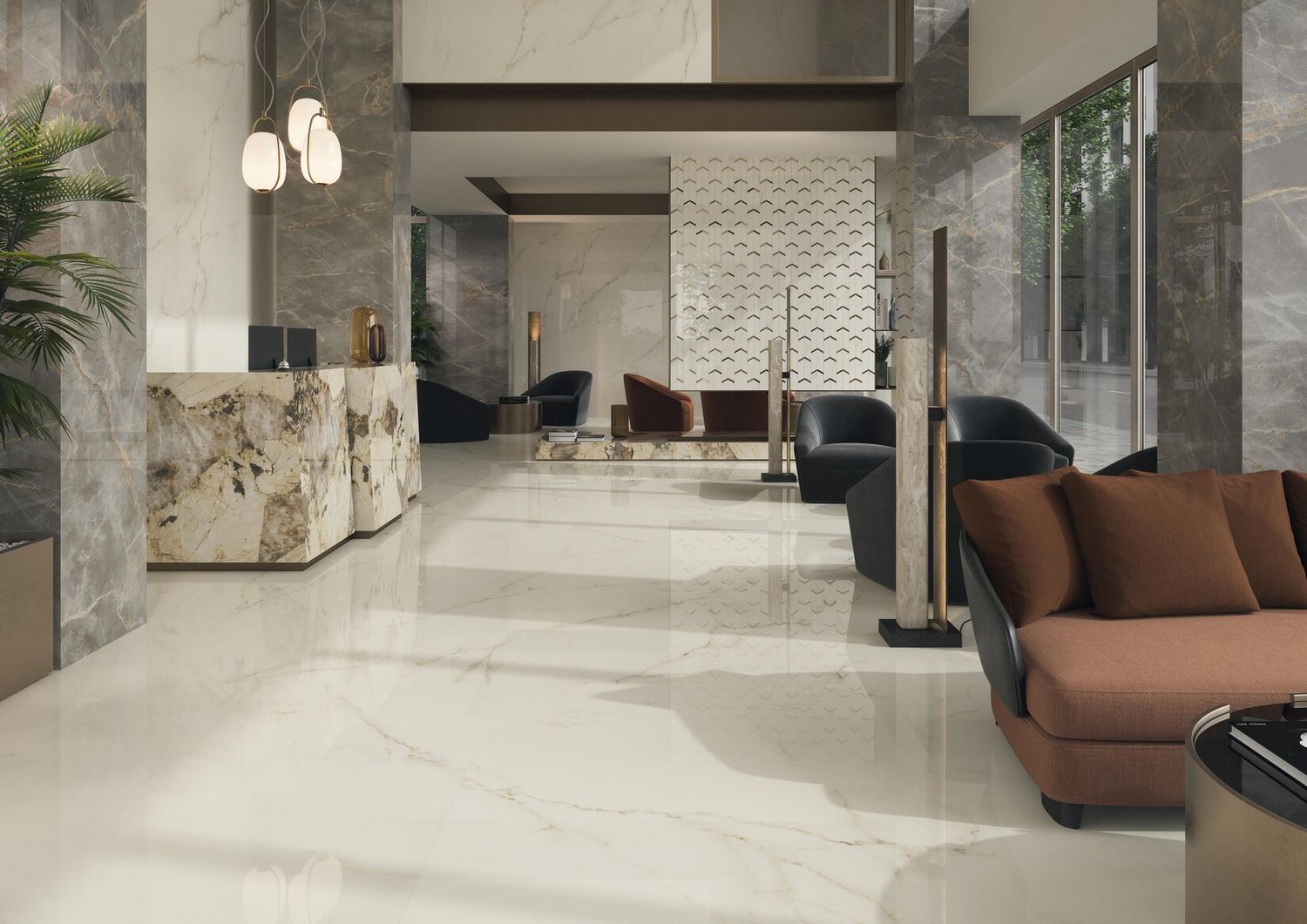 Marvel X Calacatta Apuano Polished Porcelain Stoneware 120 x 278 cm - Atlas Concorde