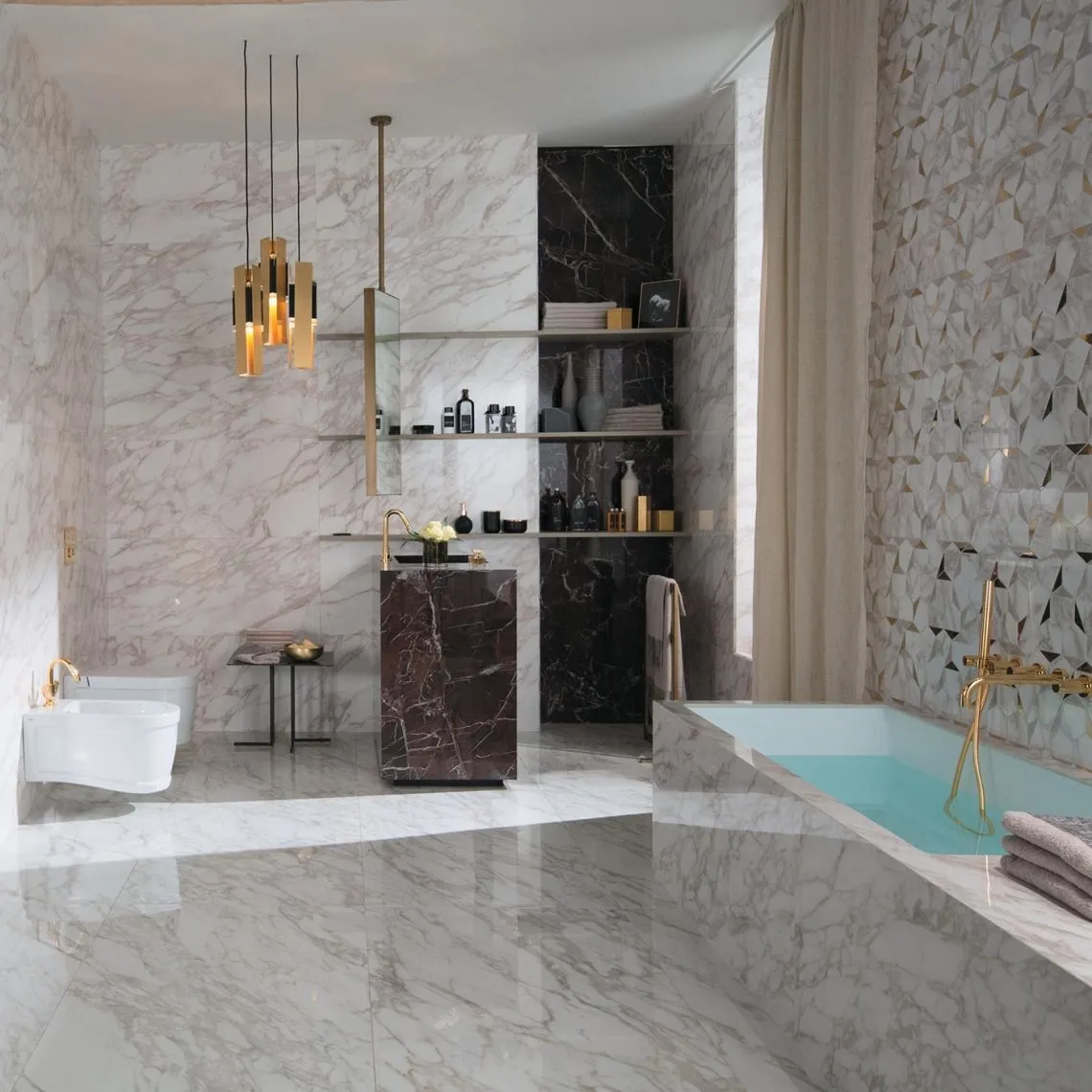 Grès cérame Marvel Edge Royal Calacatta brillant Lappato 75 x 150 cm - Atlas Concorde