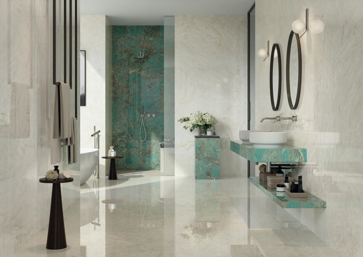 Marvel Gala Crystal White Glossy Porcelain Stoneware 120 x 120 cm - Atlas Concorde