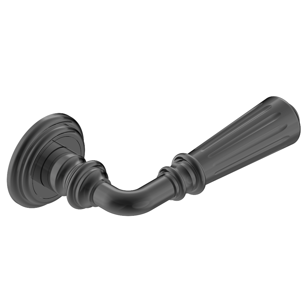 Paire de poignées de porte PVD graphite contour rainuré ​THG Paris ​- Collection &quot;London&quot;
