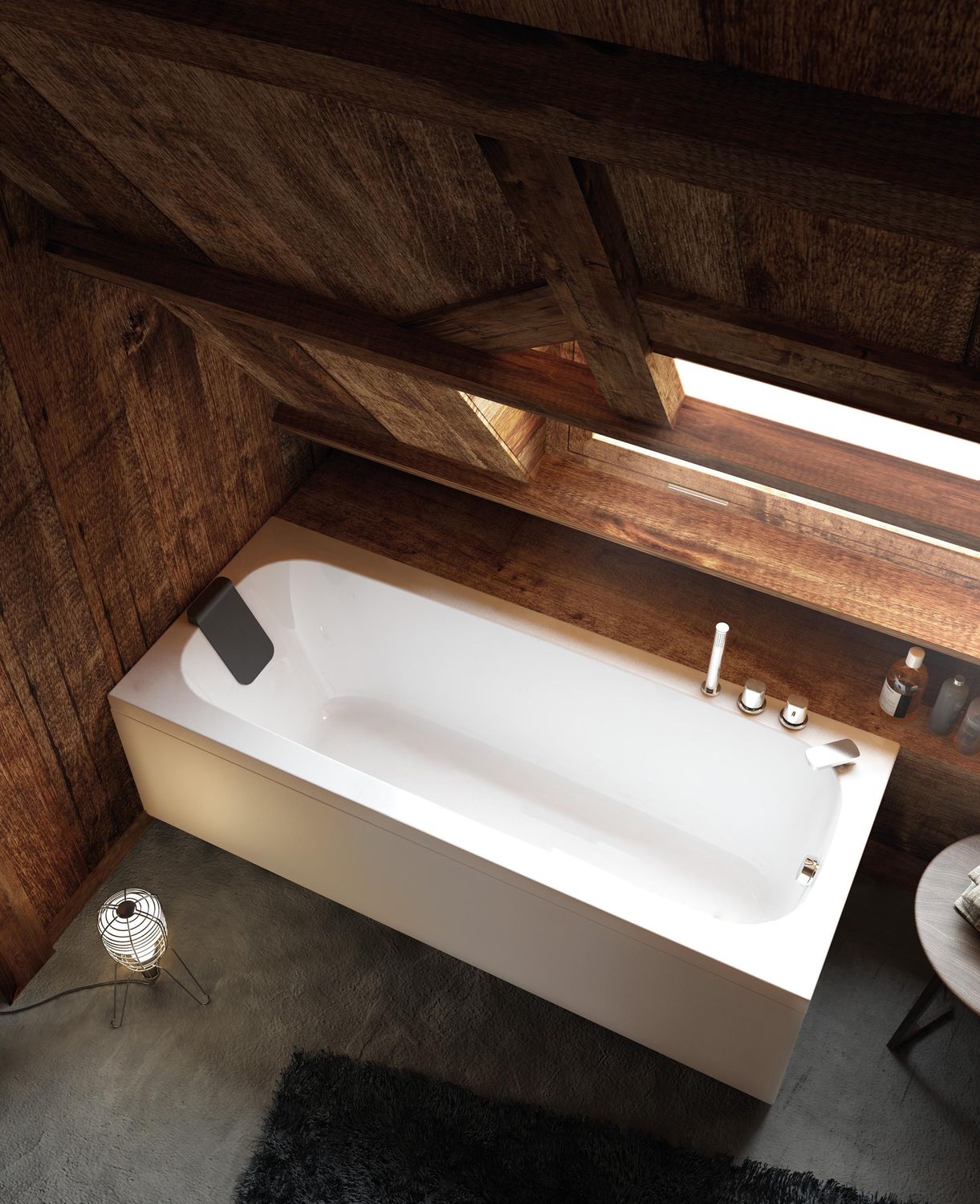 Rectangular Glass Bathtub with Front Panel, Support, and Feet - Pop Series - 170 x 75 cm