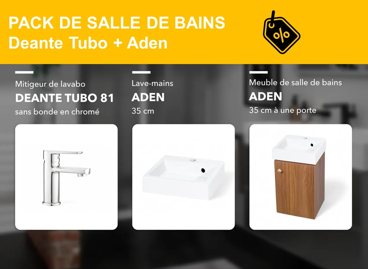 PACK: Tubo 81 basin mixer, Aden cabinet and washbasin
