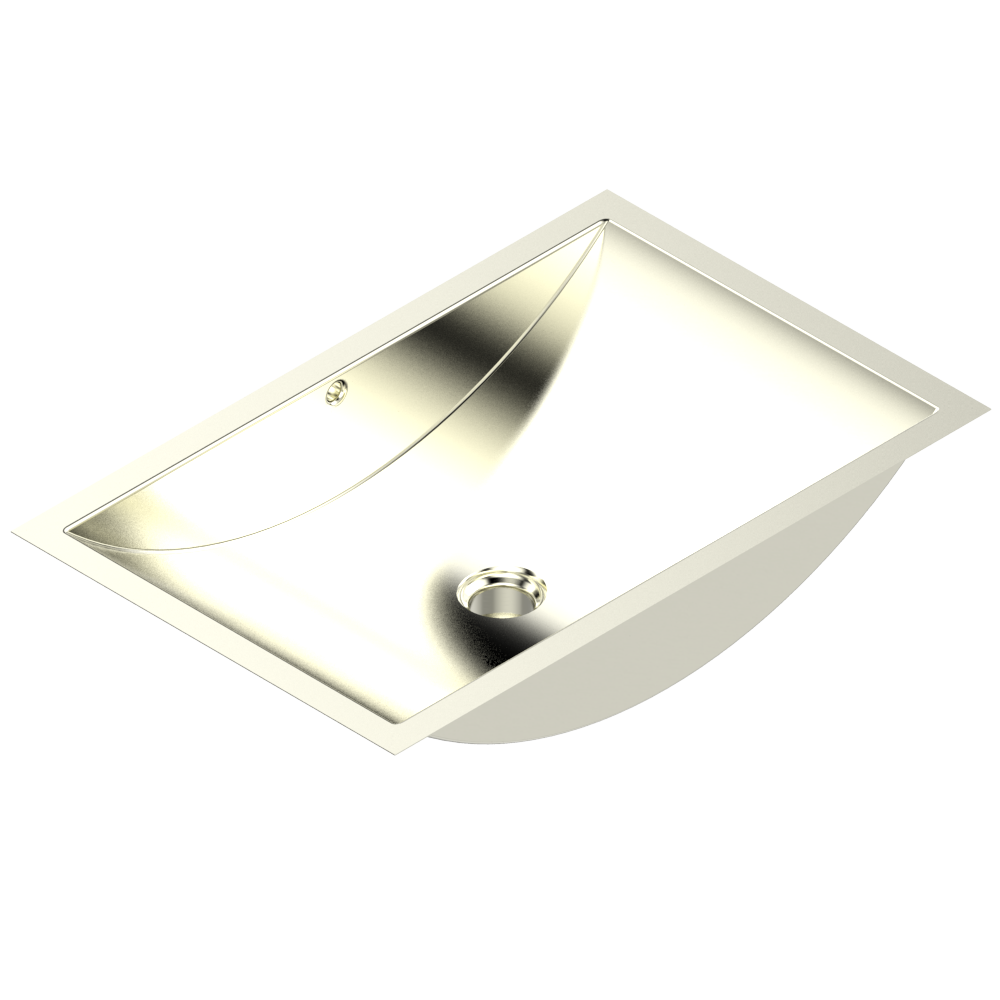 Vasque rectangulaire à bord plat THG Paris en métal lisse nickel mat