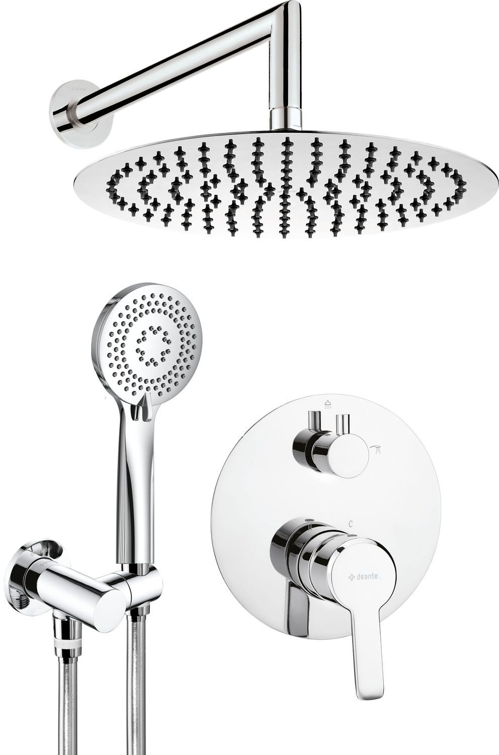 Ensemble de douche encastré Deante Arnika 250 en chromé