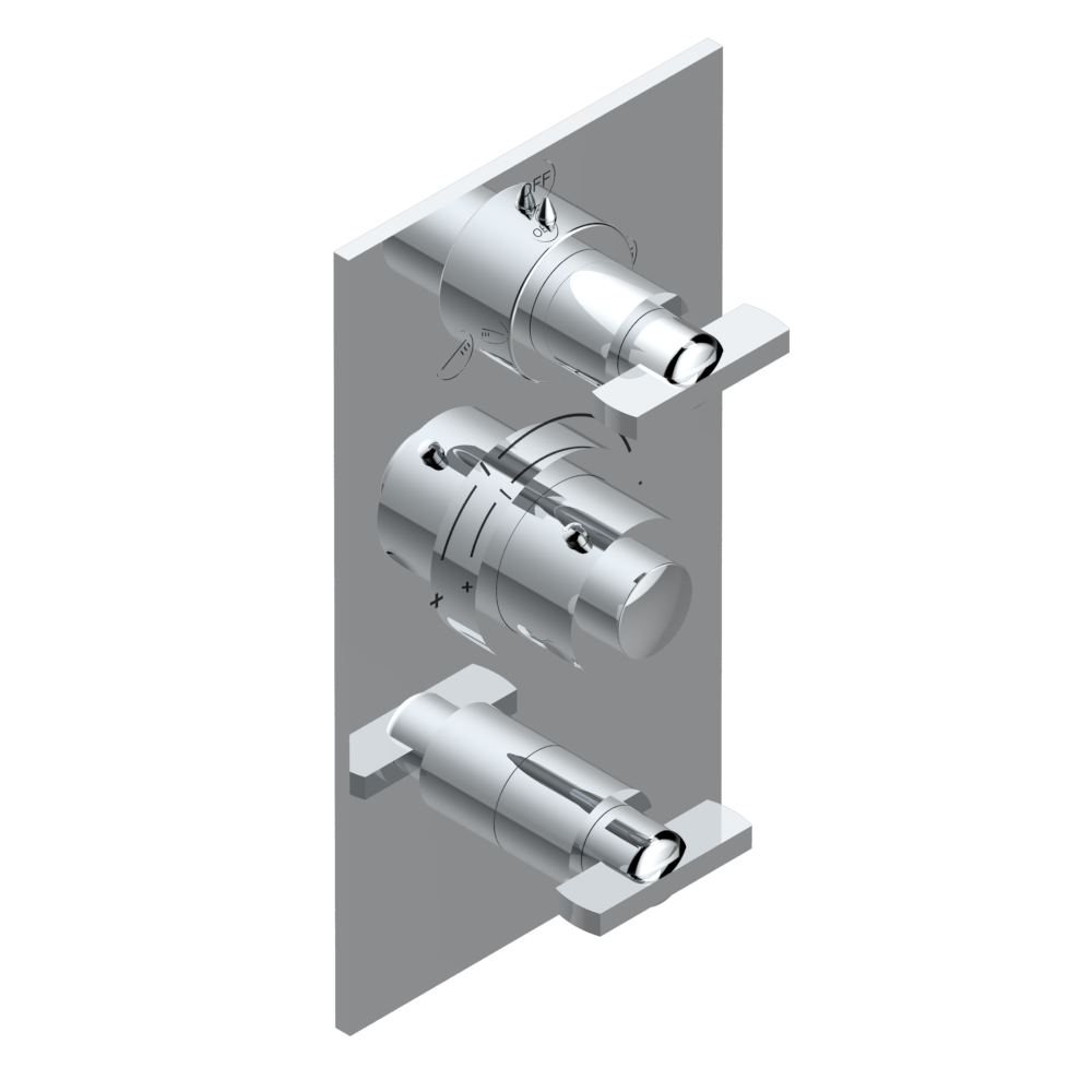 Set de finition THG pour douche thermostatique à encastrer 3 fonctions avec une fonction arrêt et 2 sorties et une fonction arrêt simple - Collection &quot;Le 11&quot;