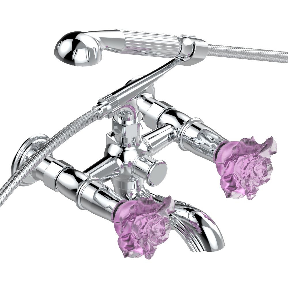 Mélangeur de bain / douche avec douchette et flexible THG Paris - Collection &quot;Rose&quot;