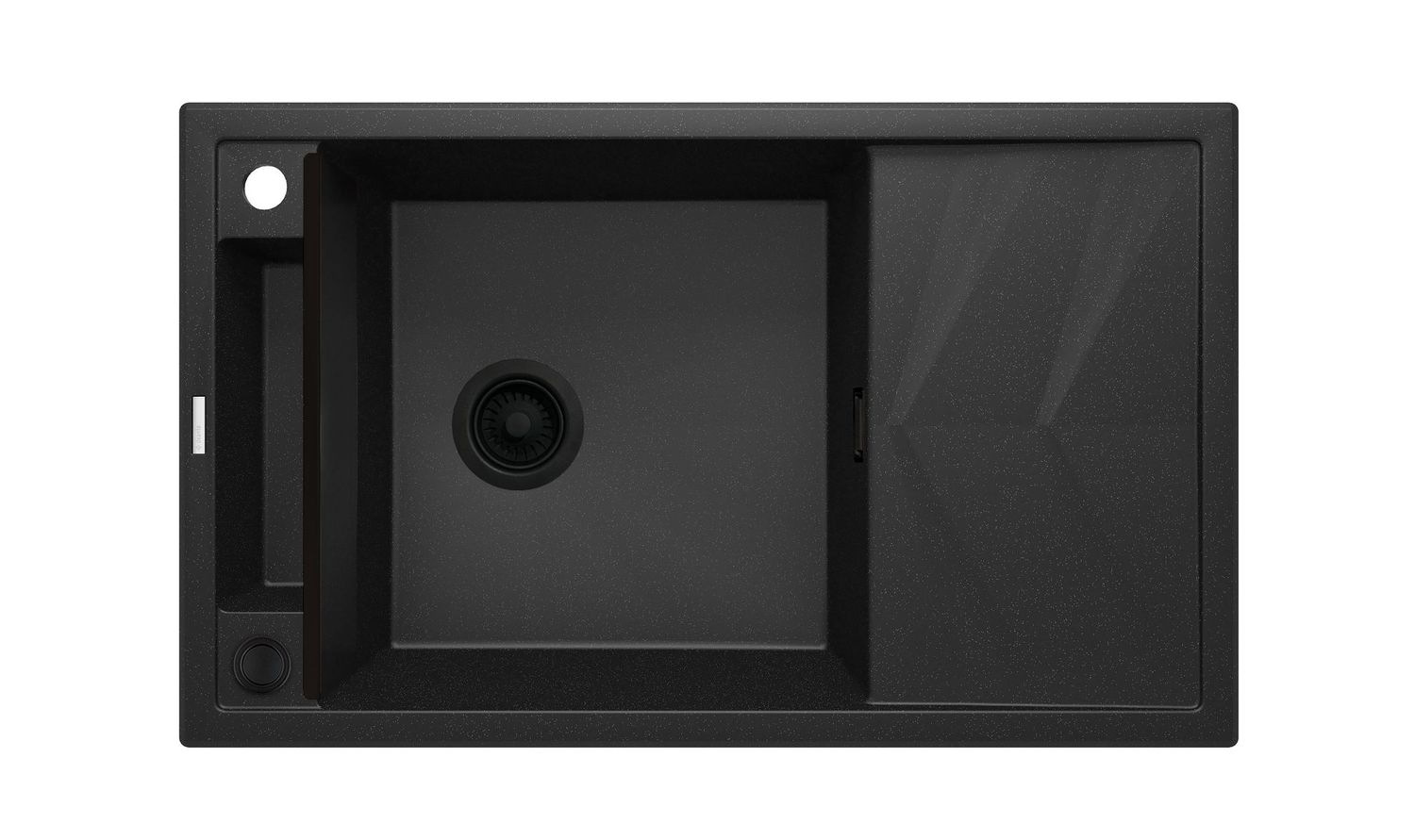 Built-in single bowl kitchen sink with drainer granite Deante Magnetic 82 x 50 cm in metallic graphite with automatic drainage