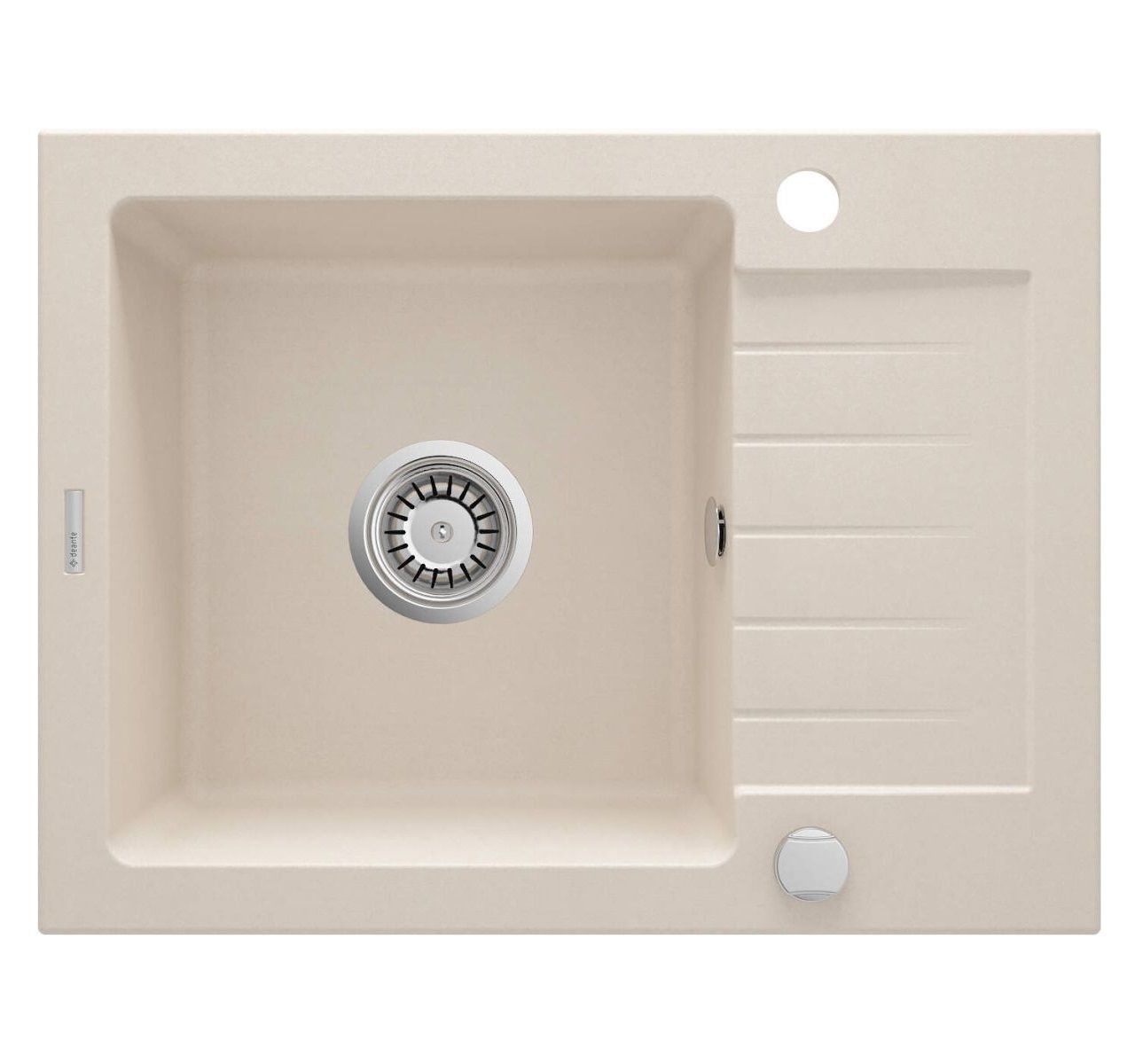 Deante Zorba 58 x 44 cm Beige Granite Single Bowl Undermount Kitchen Sink with Space-Saving Telescopic Drainage