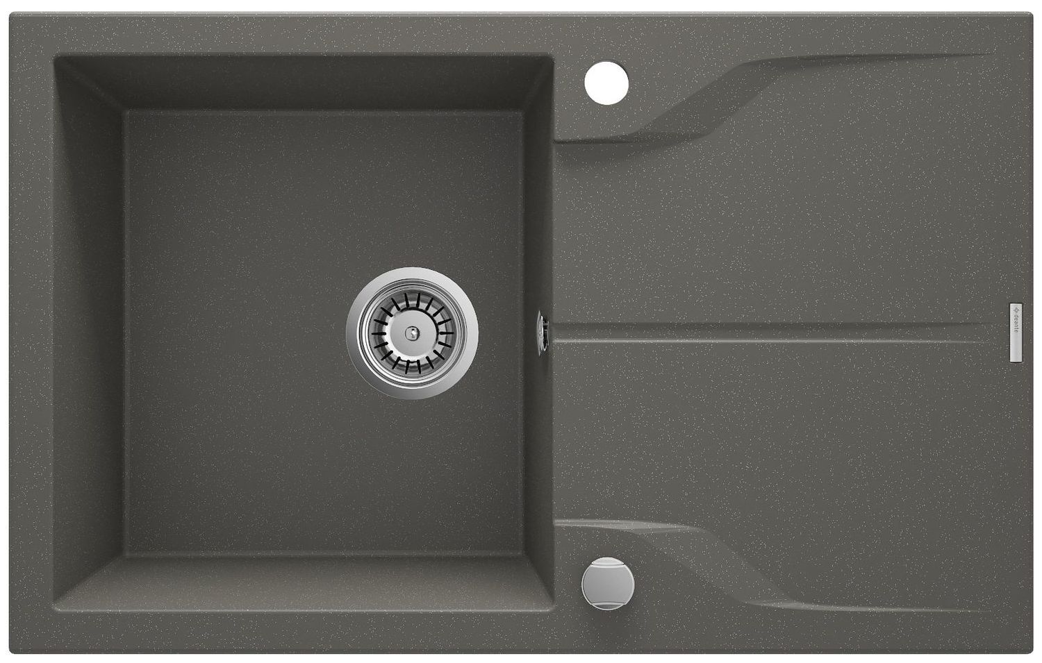 Deante Andante Flush Single Bowl Granite Undermount Kitchen Sink 78 x 49 cm in Metallic Anthracite with Space-Saving Telescopic Drain