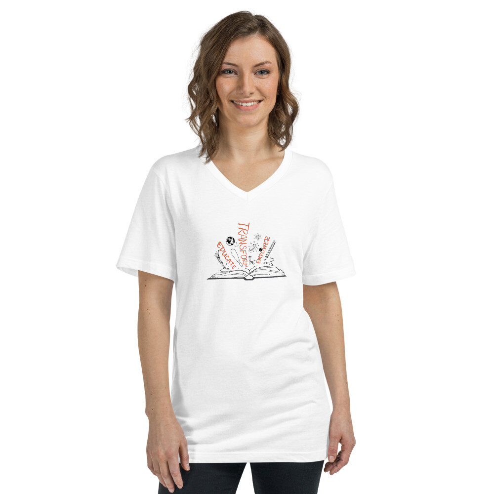 Education Transforms Lives - Unisex Short Sleeve V-Neck T-Shirt