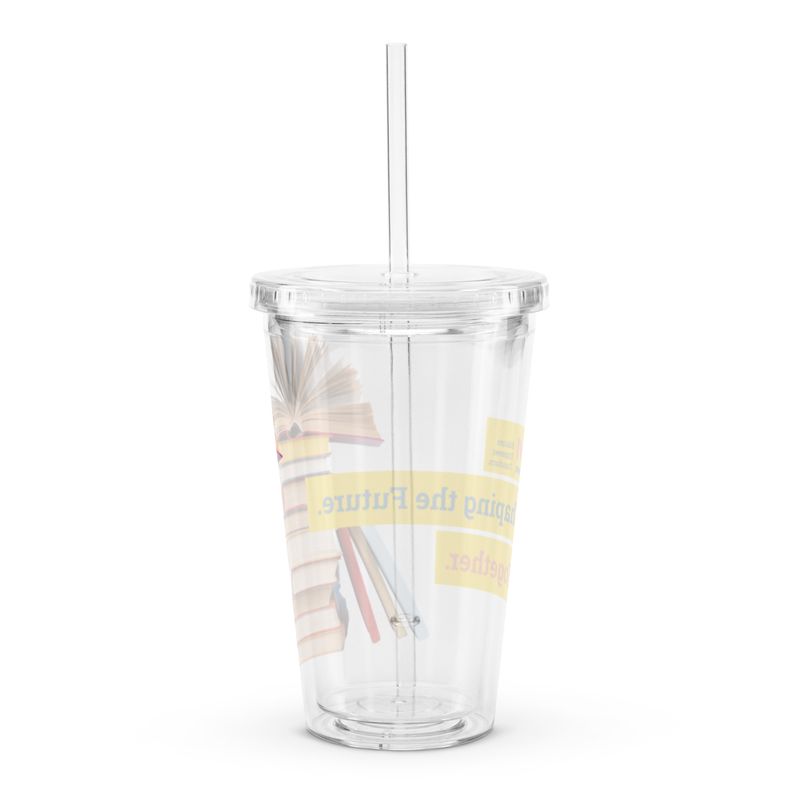 'Shaping the Future. Together.' Clear plastic tumbler