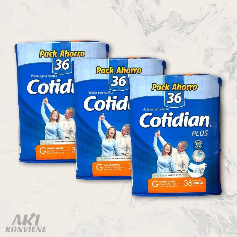PAÑAL ADULTO COTIDIAN PLUS G  36 UNID