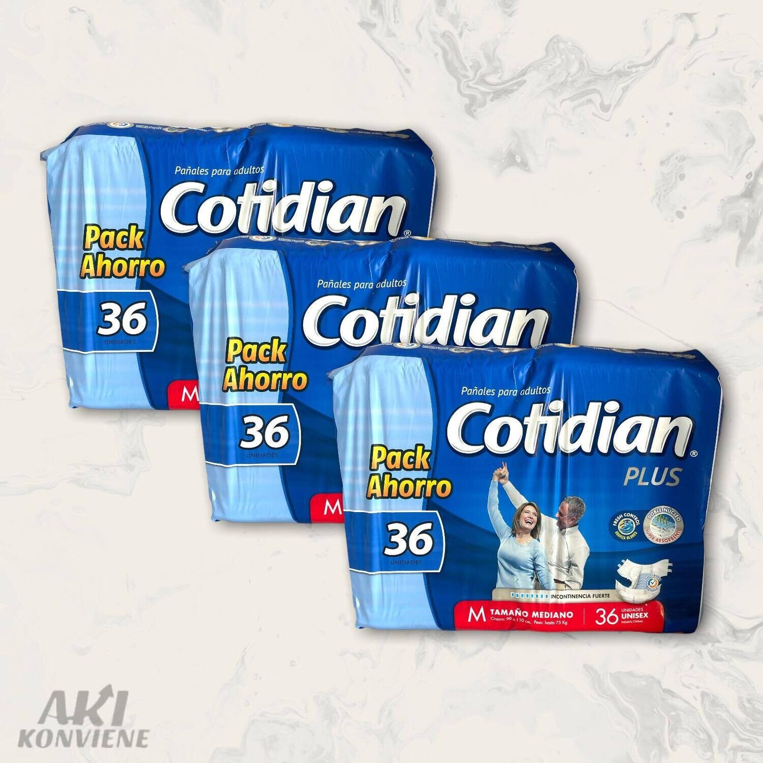 PAÑAL ADULTO COTIDIAN PLUS MED BOL 36 UND