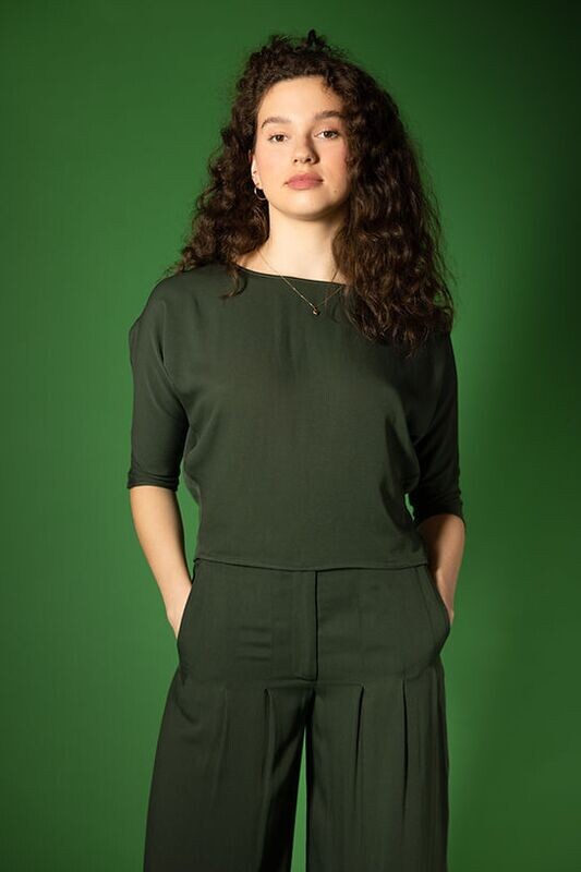 Flared FSC Viscose Palazzo Pants - Dark Green