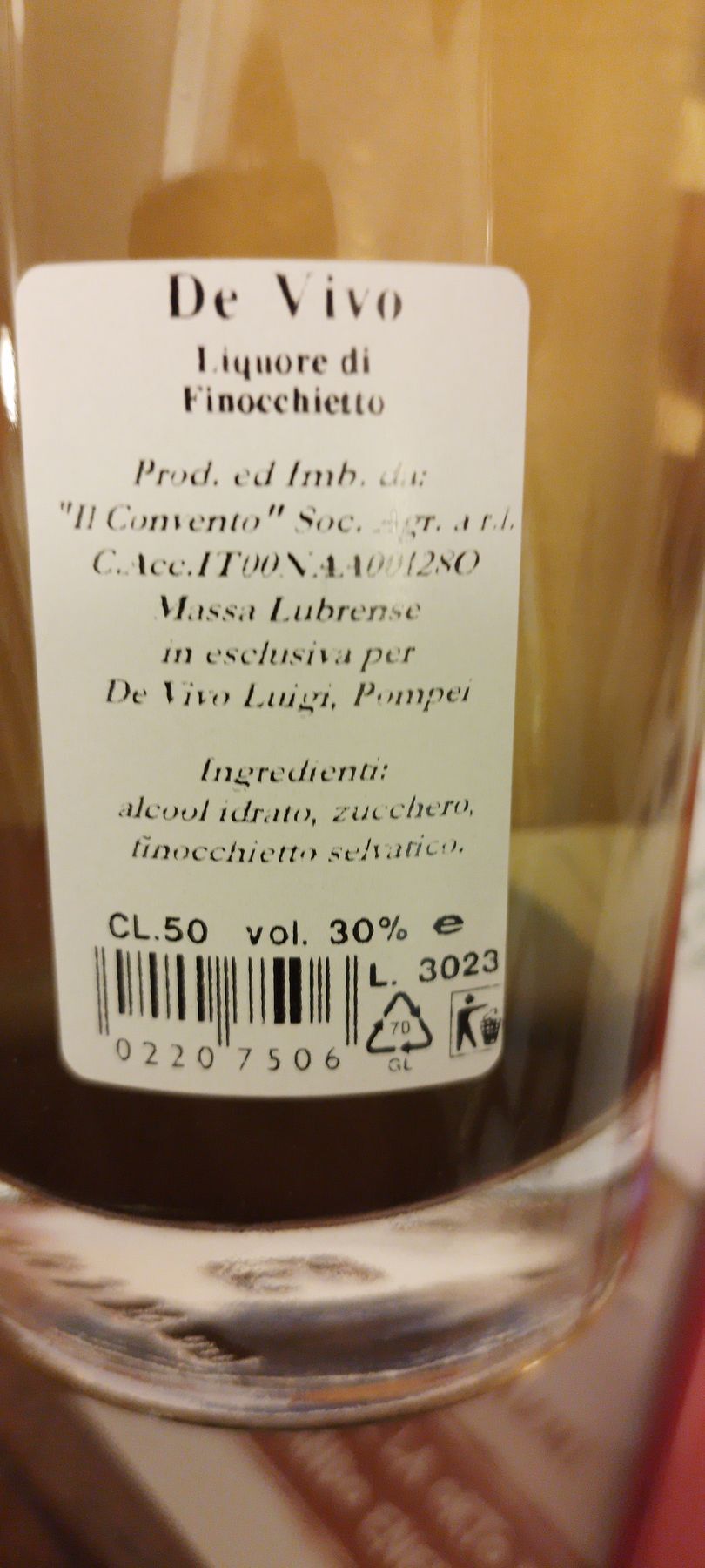 Liquore Finicchietto vol. 30%   Cl. 50