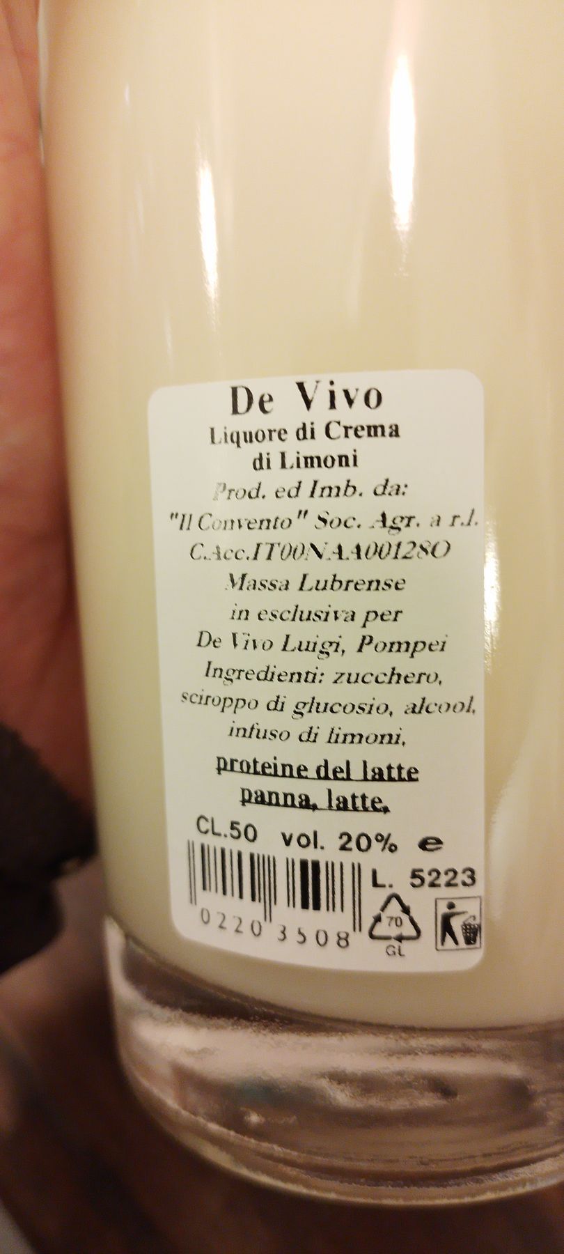 Liquore alla Crema di limoni di Sorrento I.G.P. vol. 20%  cl.50