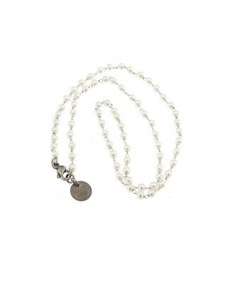 Collana rosario catena in acciaio inox con piccole perle
