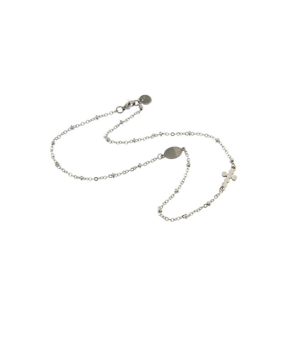 Collana rosario girocollo in acciaio inox