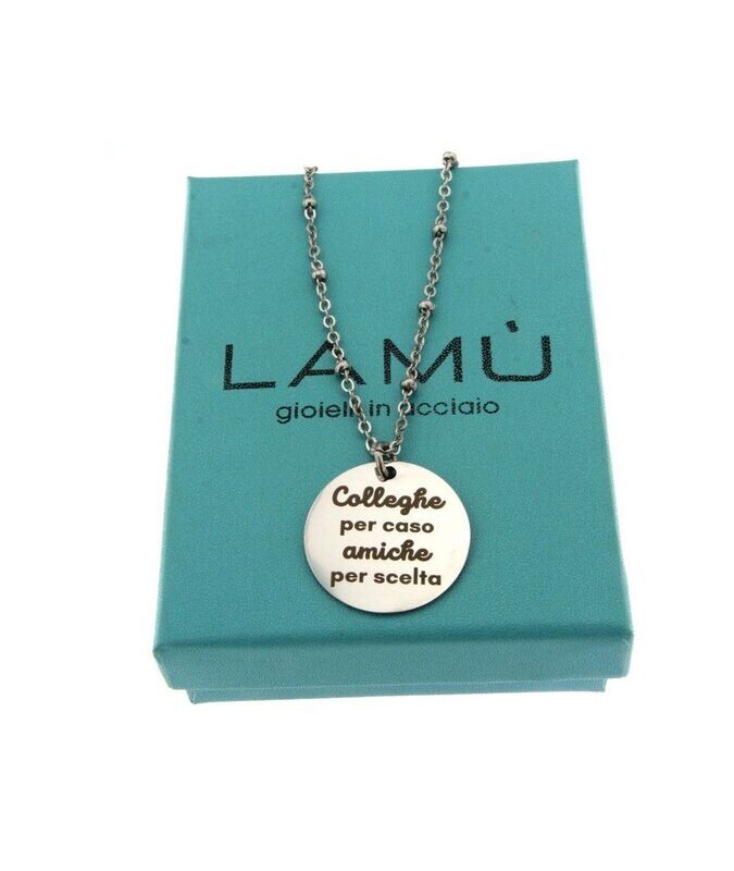 Collana in acciaio inox Con pendente tondo inciso