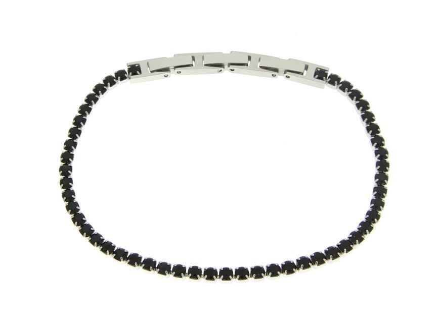 Bracciale tennis in acciaio 316 L con zirconi neri