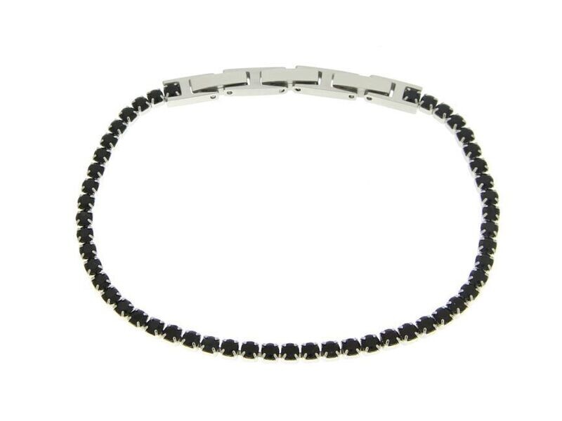 Bracciale tennis in acciaio 316 L con zirconi neri
