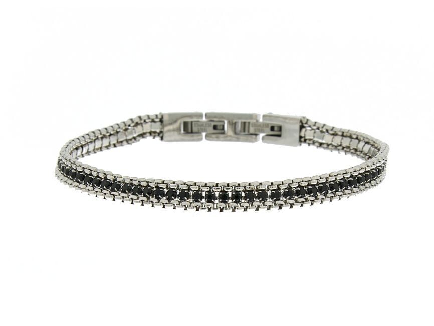 Bracciale tennis in acciaio 316 L con zirconi neri