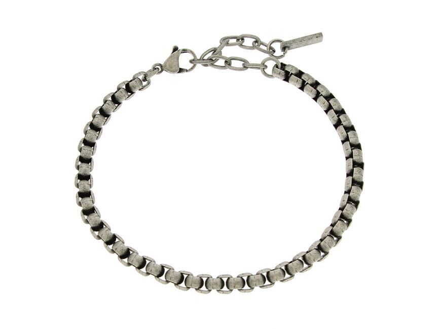 Bracciale maglia popcorn in acciaio 316 L invecchiato cm 20+5