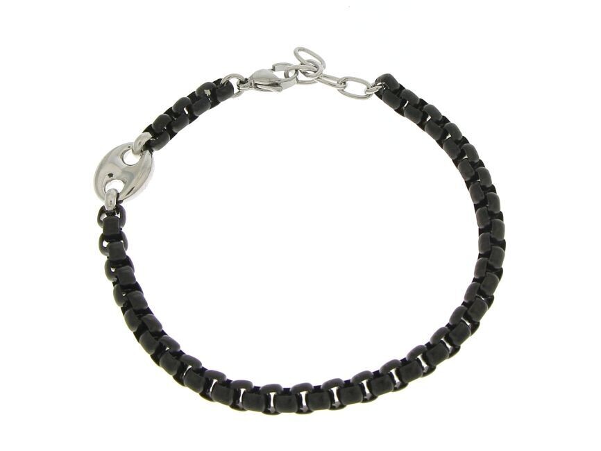 Bracciale in acciaio 316 L rutenio con maglia marina