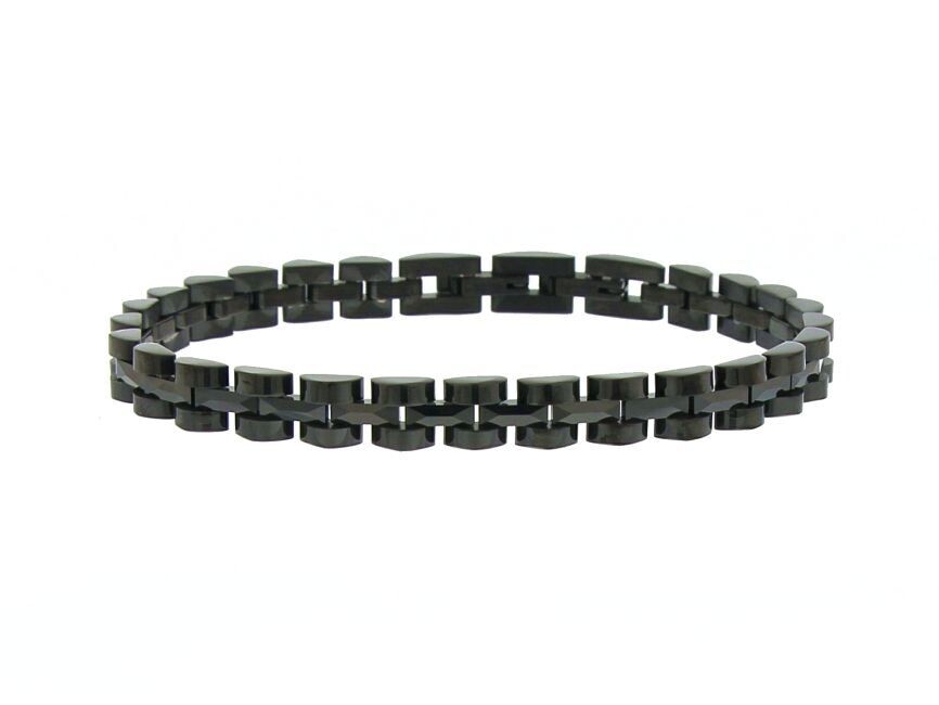 Bracciale in ceramica e acciaio 316 L nero, cm 22